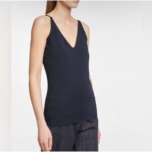 Dorothee‎ Schumacher Tank Top Navy Blue Size M Designer Minimalist Quiet Luxury
